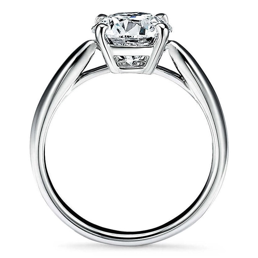 TIF13539864 Crossed four-prong light gold pointed straight arm diamond ring 4#
