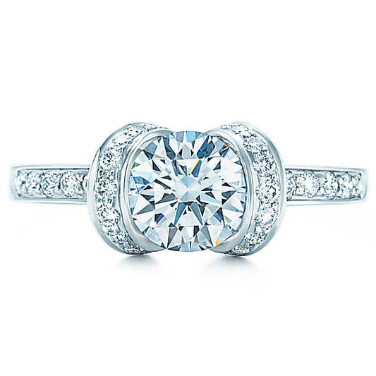 TIF36525215 Diamond V-neck Semi-set Straight Arm Diamond Ring 12#