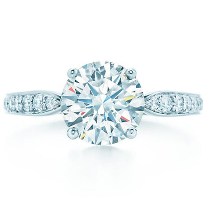 TIF33784779 Crossed four-prong spade edge semi-tipped straight arm diamond ring 14.5#