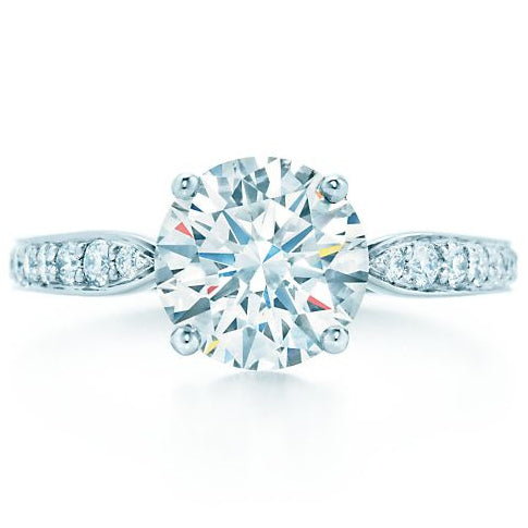 TIF33784779 Crossed four-prong spade edge semi-tipped straight arm diamond ring 14.5#