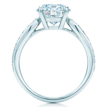 TIF33784779 Crossed four-prong spade edge semi-tipped straight arm diamond ring 14.5#