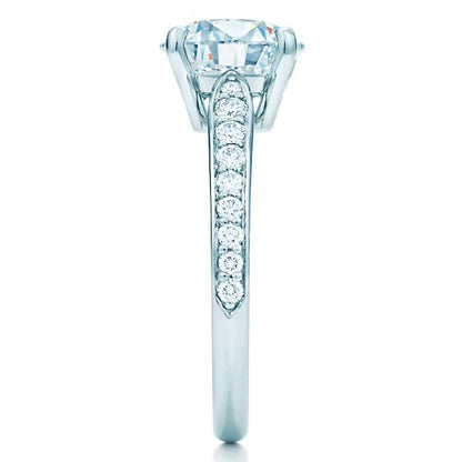 TIF33784779 Crossed four-prong spade edge semi-tipped straight arm diamond ring 14.5#