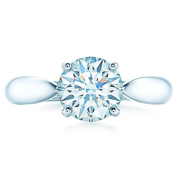 TIF25867193 Crossed four-prong light gold pointed straight arm diamond ring 11#