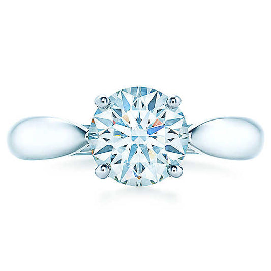 TIF25867193 Crossed four-prong light gold pointed straight arm diamond ring 11#