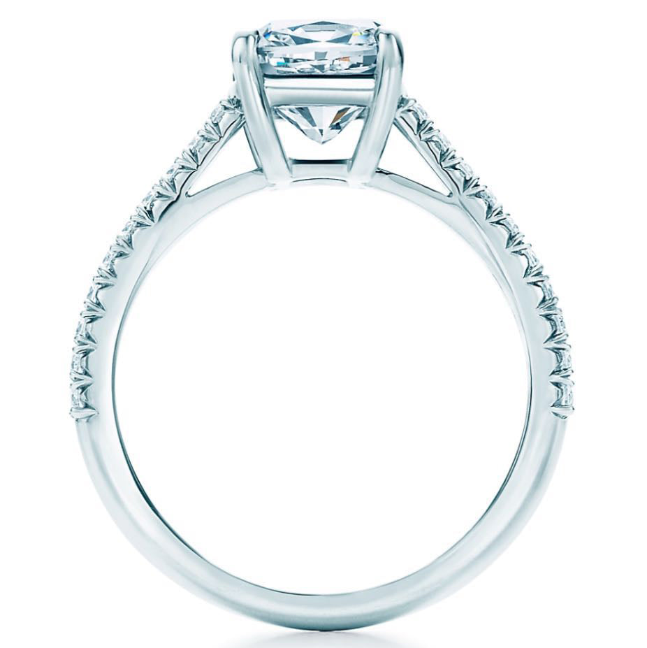 TIF36361798 Cross Four Claw Half Diamond Dovetail Set Straight Arm Diamond Ring 12#