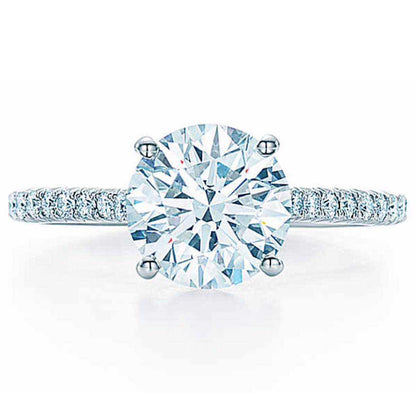 TIF36361798 Cross Four Claw Half Diamond Dovetail Set Straight Arm Diamond Ring 12#