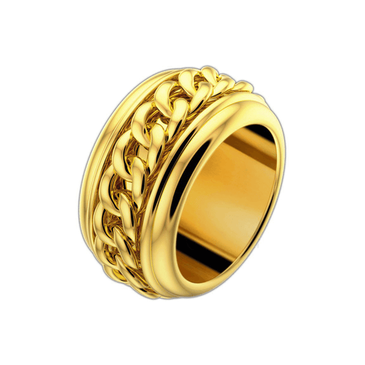 BJ-G34PU500 light gold chain turning ring