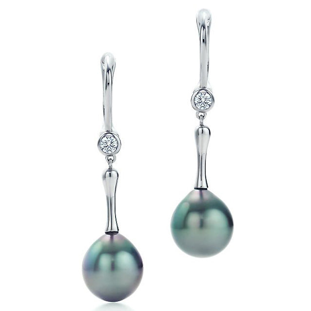 TIF74980812 pearl ear hooks with diamonds