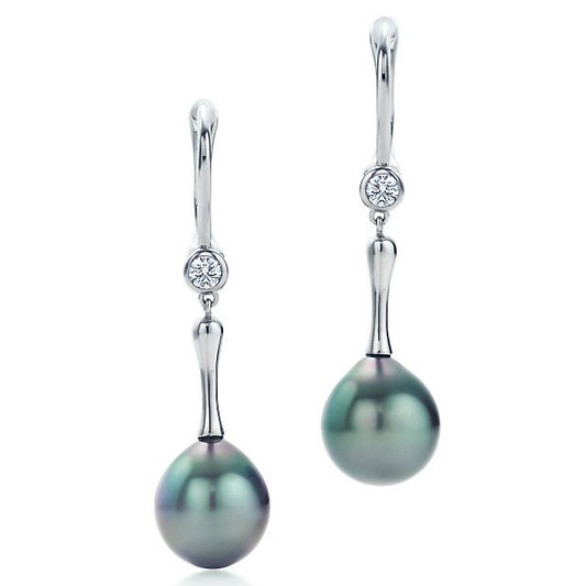 TIF74980812 pearl ear hooks with diamonds