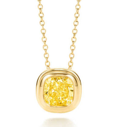 TIF75185844 Mouth-shaped cushion-shaped yellow diamond pendant