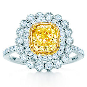 TIF8716420 pillow-shaped dewdrop two-circle stone diamond ring 12.5#