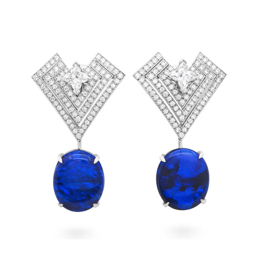 LV-Q72989 egg-shaped stone V-shaped ear clip