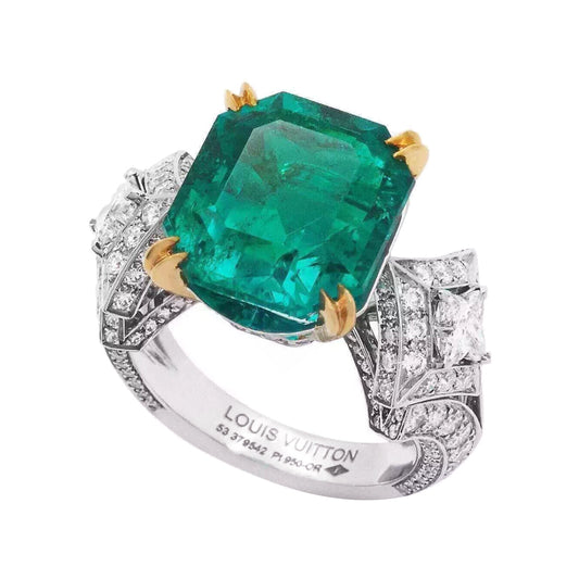 LV-Q87655 small octagonal plum blossom diamond colorful treasure full diamond ring
