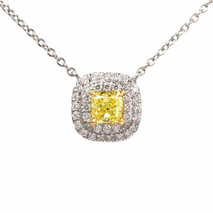 TIF72802878 pillow-shaped two-circle stone chain pendant