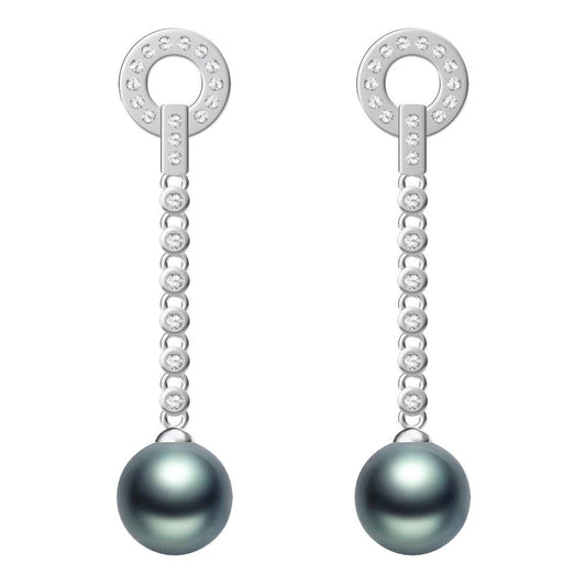 KDY-U4461231 round buckle long pearl earrings