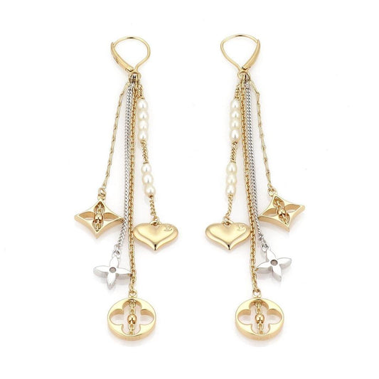 LV-Q25222 plum blossom flat gold earrings