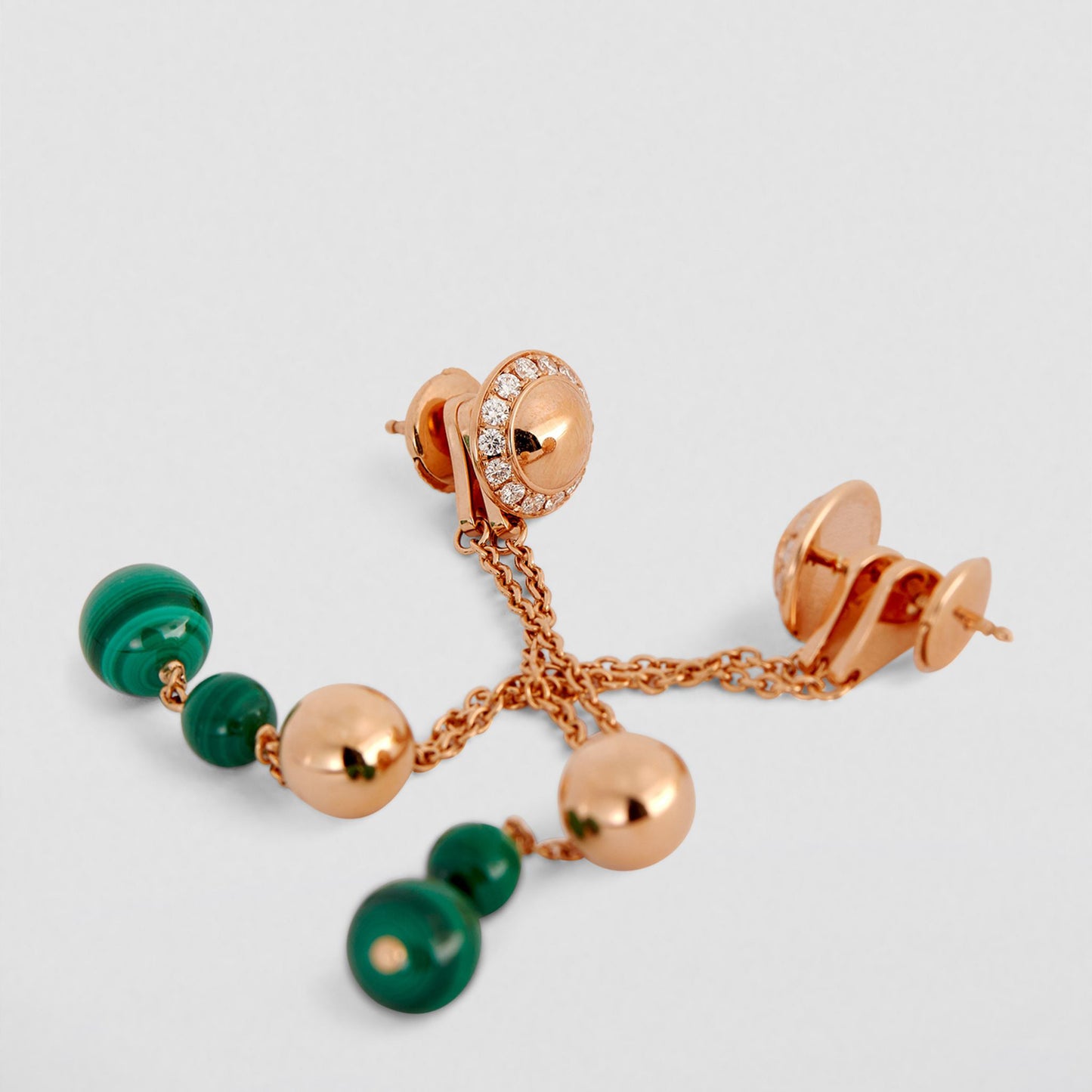 BJ-G38PW300 Malachite Ball Beads Multi-Wear Stud Earrings