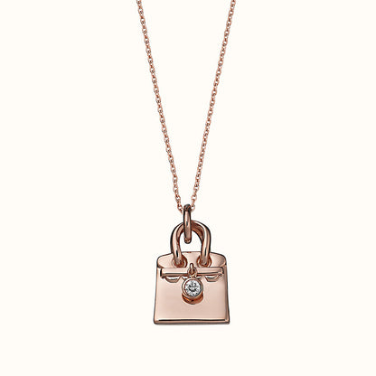 AiHshi-H119968B light gold handbag single diamond pendant-2