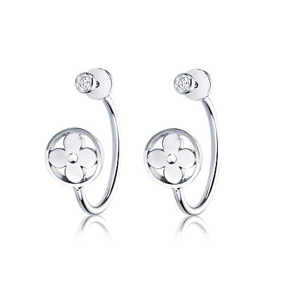 LV-Q96333 light gold flat plum four-leaf clover earrings