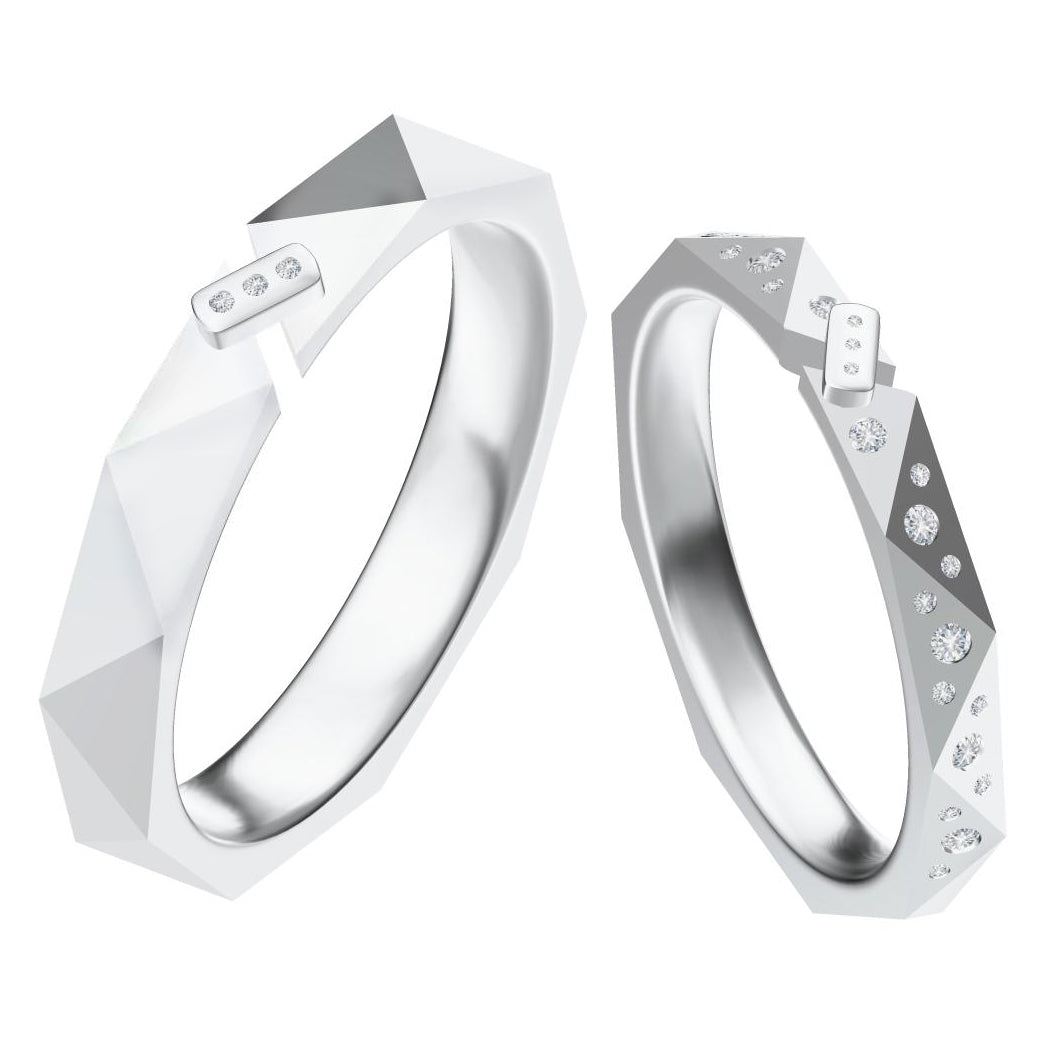 GLF triangular diamond face couple ring