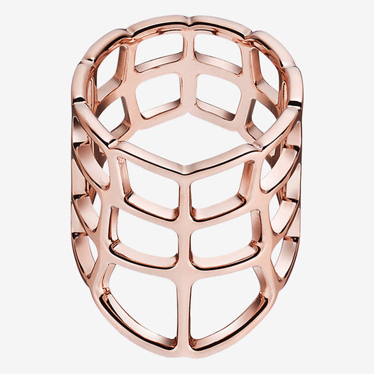AHS-H216620B light gold hollow shield ring 15.5#
