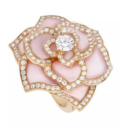 BJ-G34H4500 ribbon flower diamond petal mother-of-pearl ring