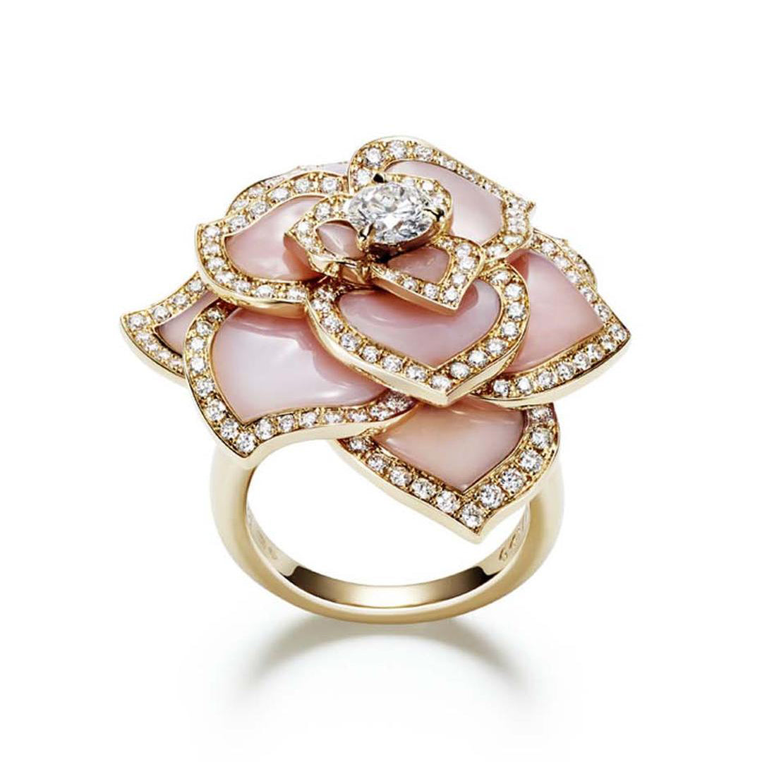 BJ-G34H4500 ribbon flower diamond petal mother-of-pearl ring