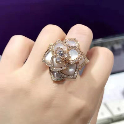 BJ-G34H4500 ribbon flower diamond petal mother-of-pearl ring