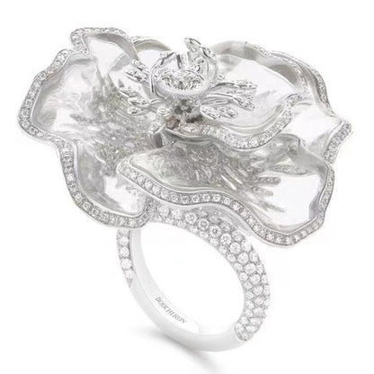 BSL-8521026 Glass Ribbon Large Flower Ring