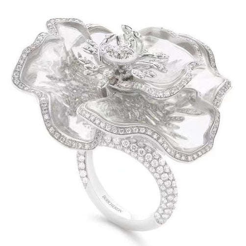 BSL-8521026 Glass Ribbon Large Flower Ring