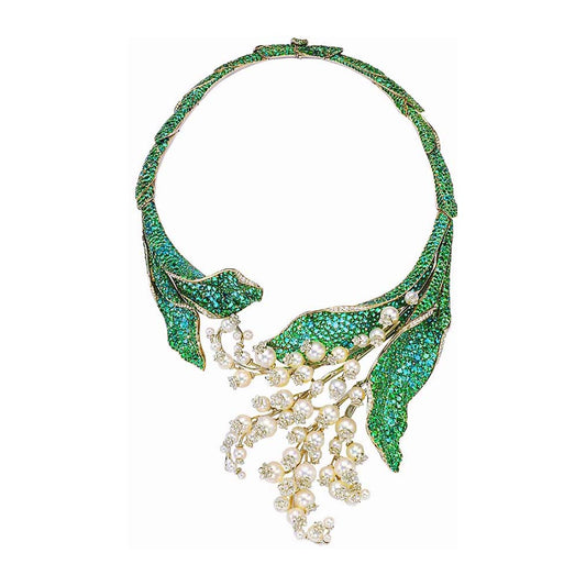 DA-JBAG99381 pearl leaf flower and grass diamond necklace