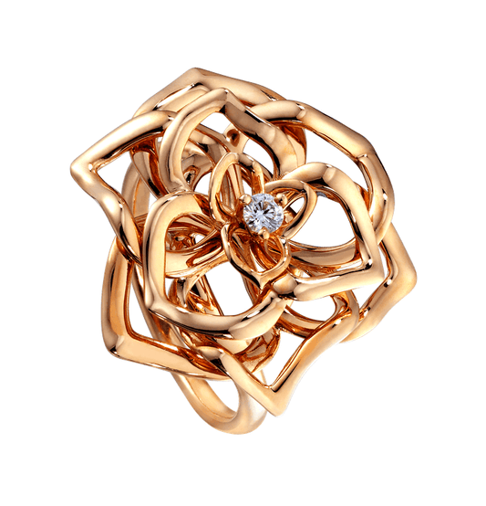 BJ-G34U8400 single diamond ribbon flower ring