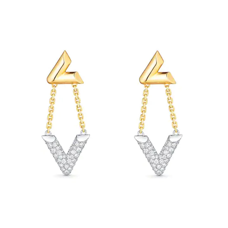 LV-Q96973 letter color combination full diamond earrings