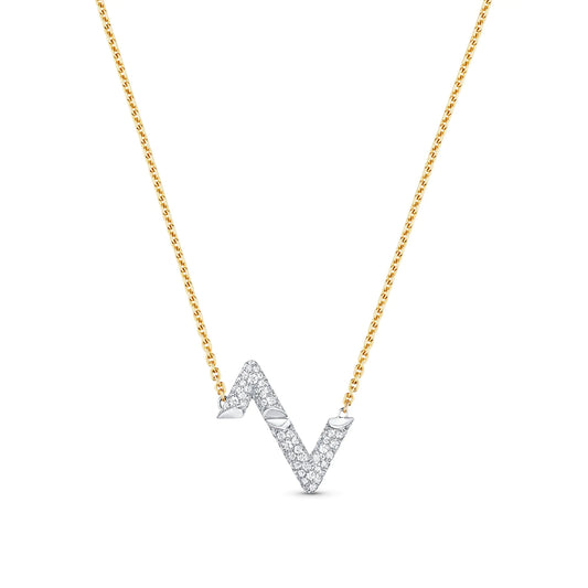 LV-Q93810 full diamond LOGO chain pendant necklace