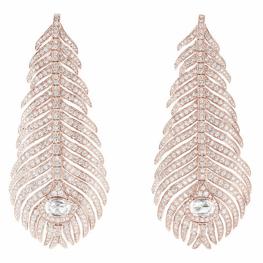BSL-JCO01236 feather full diamond ear clips