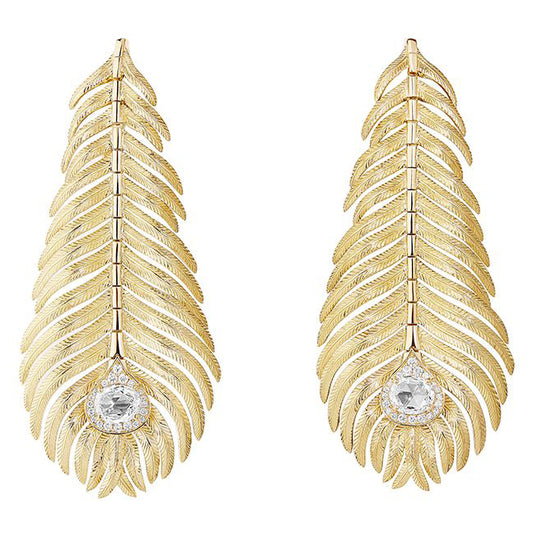 BSL-JCO01434 feather earrings egg-shaped stone 5x6mm