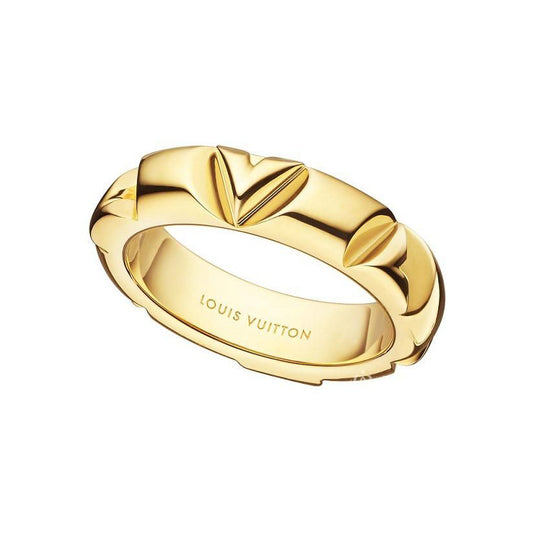 LV-Q9O62A 5.0mm wide letter v light gold ring
