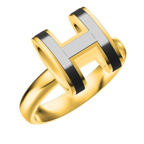 AiH Shi-H212481B Letter H Epoxy Glossy Gold Arm Ring 15.5#