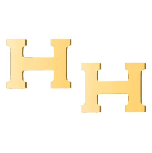 爱H仕-H133872F光金平面字母H耳钉（12.3mm）