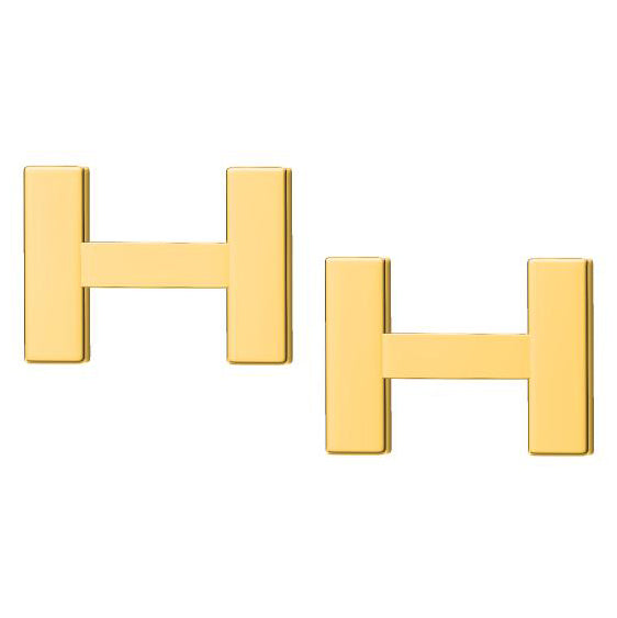 爱H仕-H162638F 11mm光金平面字母H耳钉