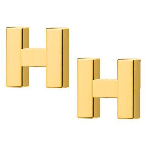 AHS-H211541F light gold flat three-dimensional H earrings (8mm)