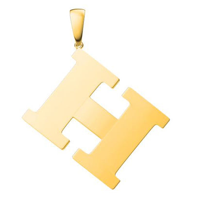 爱H仕-H164656F光金平面H瓜子扣吊坠