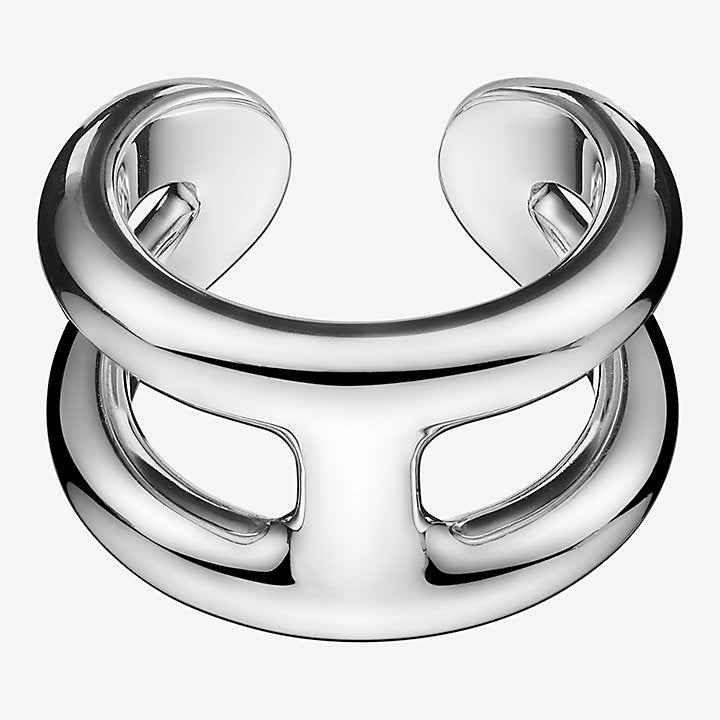 AiHshi-H102536B 11.2mm light gold faceted letter H open ring 7.5#