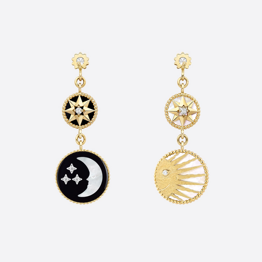 DA-JSAM95013 star disc long earrings sun moon