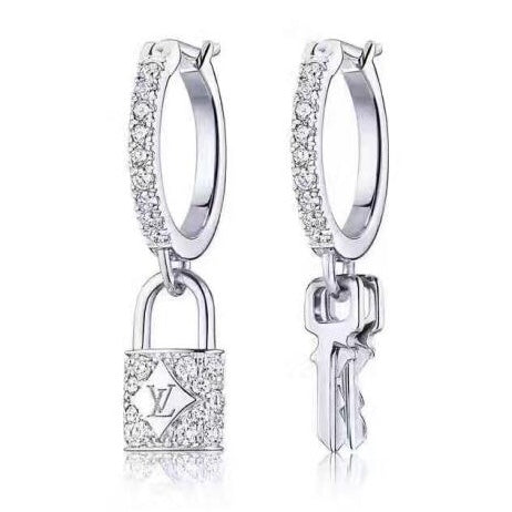 LV-Q96340 full diamond lock key earrings