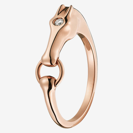 AiHshi-H214607B single diamond horse head bite ring 14#