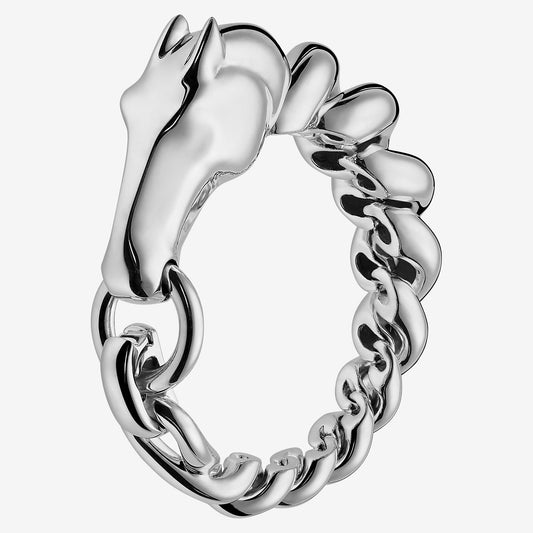 AiHshi-H113403B light gold horse head bite circle twisted rope bracelet 20#