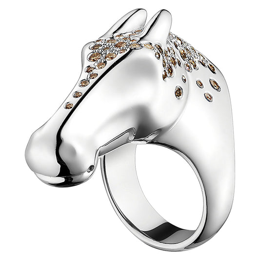 AiHshi-H125897B horse head diamond light gold arm ring 17#