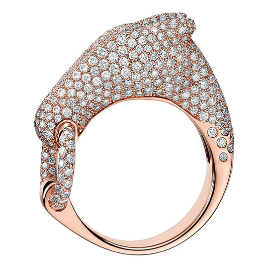 AiHshi-H192585B full diamond horse head bite ring 52#