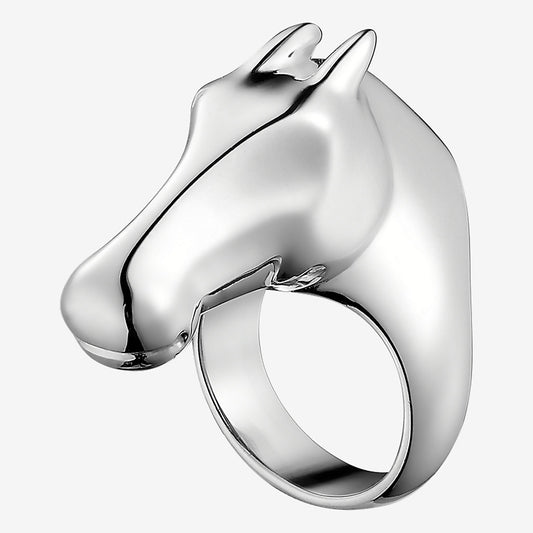 AiHshi-H214609B light gold horse head ring 46#